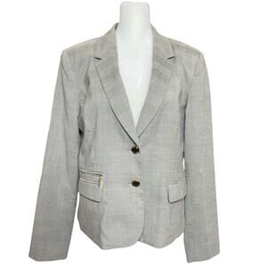 Calvin Klein Women's Career Blazer Size 10 Houndstooth Plaid‎ Black White Jacket